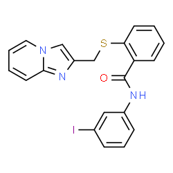 ChemSpider 2D Image | 2-[(Imidazo[1,2-a]pyridin-2-ylmethyl)sulfanyl]-N-(3-iodophenyl)benzamide | C21H16IN3OS