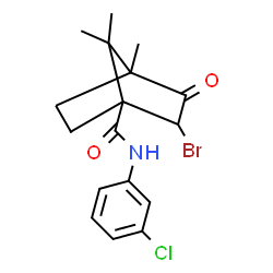 ChemSpider 2D Image | 2-Bromo-N-(3-chlorophenyl)-4,7,7-trimethyl-3-oxobicyclo[2.2.1]heptane-1-carboxamide | C17H19BrClNO2