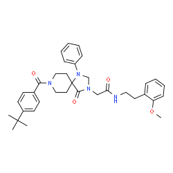 ChemSpider 2D Image | N-[2-(2-Methoxyphenyl)ethyl]-2-{8-[4-(2-methyl-2-propanyl)benzoyl]-4-oxo-1-phenyl-1,3,8-triazaspiro[4.5]dec-3-yl}acetamide | C35H42N4O4