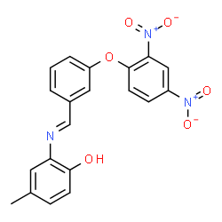ChemSpider 2D Image | 2-{(E)-[3-(2,4-Dinitrophenoxy)benzylidene]amino}-4-methylphenol | C20H15N3O6