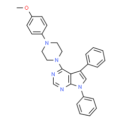 ChemSpider 2D Image | 4-[4-(4-Methoxyphenyl)-1-piperazinyl]-5,7-diphenyl-7H-pyrrolo[2,3-d]pyrimidine | C29H27N5O