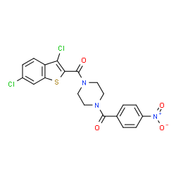 ChemSpider 2D Image | (3,6-Dichloro-1-benzothiophen-2-yl)[4-(4-nitrobenzoyl)-1-piperazinyl]methanone | C20H15Cl2N3O4S