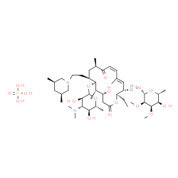 ChemSpider 2D Image | [(2R,3R,4E,6Z,9R,11R,12S,13S,14R)-12-{[3,6-Dideoxy-3-(dimethylamino)-D-glucopyranosyl]oxy}-11-{2-[(3R,5S)-3,5-dimethyl-1-piperidinyl]ethyl}-2-ethyl-14-hydroxy-5,9,13-trimethyl-8,16-dioxooxacyclohexade
ca-4,6-dien-3-yl]methyl 6-deoxy-2,3-di-O-methyl-beta-D-allopyranoside phosphate (1:1) | C46H83N2O17P