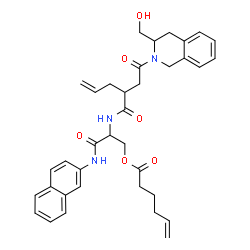 ChemSpider 2D Image | 2-[(2-{2-[3-(Hydroxymethyl)-3,4-dihydro-2(1H)-isoquinolinyl]-2-oxoethyl}-4-pentenoyl)amino]-3-(2-naphthylamino)-3-oxopropyl 5-hexenoate | C36H41N3O6