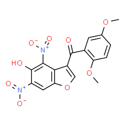 ChemSpider 2D Image | (2,5-Dimethoxyphenyl)(5-hydroxy-4,6-dinitro-1-benzofuran-3-yl)methanone | C17H12N2O9