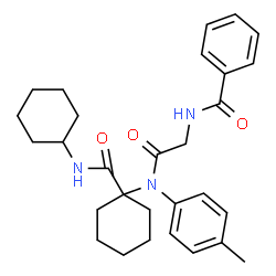 ChemSpider 2D Image | N-(2-{[1-(Cyclohexylcarbamoyl)cyclohexyl](4-methylphenyl)amino}-2-oxoethyl)benzamide | C29H37N3O3