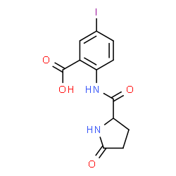 ChemSpider 2D Image | 5-Iodo-2-[(5-oxoprolyl)amino]benzoic acid | C12H11IN2O4