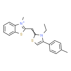 ChemSpider 2D Image | 2-{[3-Ethyl-4-(4-methylphenyl)-1,3-thiazol-2(3H)-ylidene]methyl}-3-methyl-1,3-benzothiazol-3-ium | C21H21N2S2