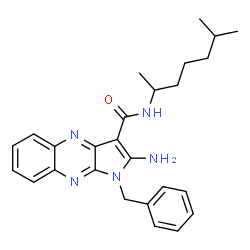 ChemSpider 2D Image | 2-Amino-1-benzyl-N-(6-methyl-2-heptanyl)-1H-pyrrolo[2,3-b]quinoxaline-3-carboxamide | C26H31N5O