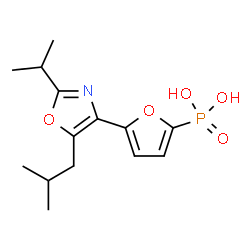 ChemSpider 2D Image | [5-(5-Isobutyl-2-isopropyl-1,3-oxazol-4-yl)-2-furyl]phosphonic acid | C14H20NO5P