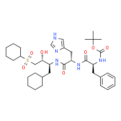 ChemSpider 2D Image | N-{[(2-Methyl-2-propanyl)oxy]carbonyl}-L-phenylalanyl-N-[(2S,3R)-1-cyclohexyl-4-(cyclohexylsulfonyl)-3-hydroxy-2-butanyl]-L-histidinamide | C36H55N5O7S