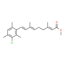 ChemSpider 2D Image | Methyl (2E,6E,8E)-9-(3-chloro-2,4,6-trimethylphenyl)-3,7-dimethyl-2,6,8-nonatrienoate | C21H27ClO2