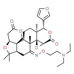 ChemSpider 2D Image | (4aS,6aR,8Z,8aS,8bS,9aS,12S,12aS,14aR,14bR)-8-{[2-(Diethylamino)ethoxy]imino}-12-(3-furyl)-6,6,8a,12a-tetramethyldodecahydro-3H-oxireno[d]pyrano[4',3':3,3a][2]benzofuro[5,4-f]isochromene-3,10(9aH)-dio
ne | C32H44N2O8