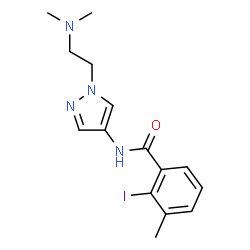 ChemSpider 2D Image | N-{1-[2-(Dimethylamino)ethyl]-1H-pyrazol-4-yl}-2-iodo-3-methylbenzamide | C15H19IN4O