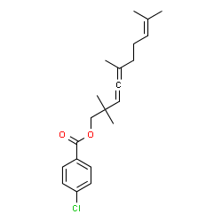 ChemSpider 2D Image | 2,2,5,9-Tetramethyl-3,4,8-decatrien-1-yl 4-chlorobenzoate | C21H27ClO2