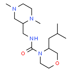 ChemSpider 2D Image | N-[(1,4-Dimethyl-2-piperazinyl)methyl]-3-isobutyl-4-morpholinecarboxamide | C16H32N4O2