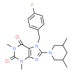 ChemSpider 2D Image | 8-(3,5-Dimethyl-1-piperidinyl)-7-(4-fluorobenzyl)-1,3-dimethyl-3,7-dihydro-1H-purine-2,6-dione | C21H26FN5O2