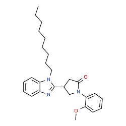 ChemSpider 2D Image | 1-(2-Methoxyphenyl)-4-(1-nonyl-1H-benzimidazol-2-yl)-2-pyrrolidinone | C27H35N3O2