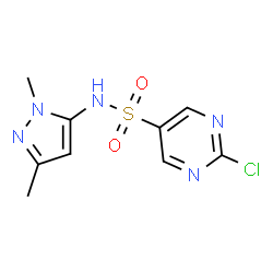 ChemSpider 2D Image | 2-Chloro-N-(1,3-dimethyl-1H-pyrazol-5-yl)-5-pyrimidinesulfonamide | C9H10ClN5O2S