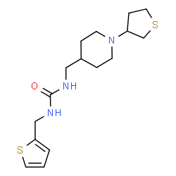 ChemSpider 2D Image | 1-{[1-(Tetrahydro-3-thiophenyl)-4-piperidinyl]methyl}-3-(2-thienylmethyl)urea | C16H25N3OS2