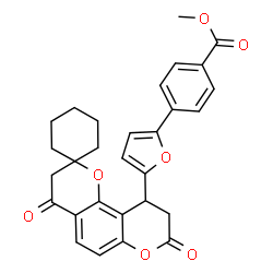 ChemSpider 2D Image | Methyl 4-[5-(4',8'-dioxo-3',4',9',10'-tetrahydro-8'H-spiro[cyclohexane-1,2'-pyrano[2,3-f]chromen]-10'-yl)-2-furyl]benzoate | C29H26O7