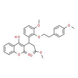 ChemSpider 2D Image | Methyl 3-(4-hydroxy-2-oxo-2H-chromen-3-yl)-3-{3-methoxy-2-[2-(4-methoxyphenyl)ethoxy]phenyl}propanoate | C29H28O8