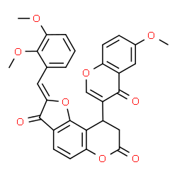ChemSpider 2D Image | (2Z)-2-(2,3-Dimethoxybenzylidene)-9-(6-methoxy-4-oxo-4H-chromen-3-yl)-8,9-dihydro-7H-furo[2,3-f]chromene-3,7(2H)-dione | C30H22O9