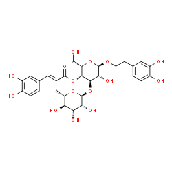 ChemSpider 2D Image | 2-(3,4-Dihydroxyphenyl)ethyl 3-O-(6-deoxy-alpha-L-mannopyranosyl)-4-O-[(2E)-3-(3,4-dihydroxyphenyl)-2-propenoyl]-alpha-L-idopyranoside | C29H36O15