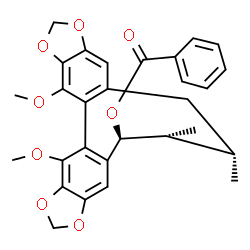 ChemSpider 2D Image | (6R,7S)-13,14-Dimethoxy-6,7-dimethyl-5,6,7,8-tetrahydro[1,3]benzodioxolo[5',6':3,4]cycloocta[1,2-f][1,3]benzodioxol-5-yl benzoate | C29H28O8