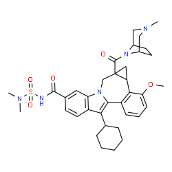 ChemSpider 2D Image | 8-Cyclohexyl-N-(dimethylsulfamoyl)-12-methoxy-1a-[(3-methyl-3,8-diazabicyclo[3.2.1]oct-8-yl)carbonyl]-1,1a,2,12b-tetrahydrocyclopropa[d]indolo[2,1-a][2]benzazepine-5-carboxamide | C36H45N5O5S
