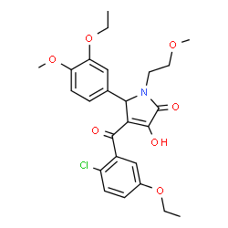 ChemSpider 2D Image | 4-(2-Chloro-5-ethoxybenzoyl)-5-(3-ethoxy-4-methoxyphenyl)-3-hydroxy-1-(2-methoxyethyl)-1,5-dihydro-2H-pyrrol-2-one | C25H28ClNO7