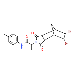 ChemSpider 2D Image | 2-(8,9-Dibromo-3,5-dioxo-4-azatricyclo[5.2.1.0~2,6~]dec-4-yl)-N-(4-methylphenyl)propanamide | C19H20Br2N2O3