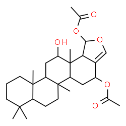 ChemSpider 2D Image | 13-Hydroxy-5b,8,8,11a,13a-pentamethyl-1,4,5,5a,5b,6,7,7a,8,9,10,11,11a,11b,12,13,13a,13b-octadecahydrochryseno[1,2-c]furan-1,4-diyl diacetate | C29H44O6