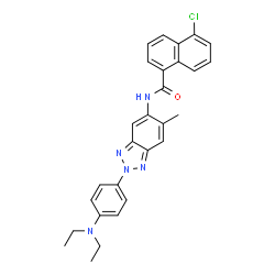 ChemSpider 2D Image | 5-Chloro-N-{2-[4-(diethylamino)phenyl]-6-methyl-2H-benzotriazol-5-yl}-1-naphthamide | C28H26ClN5O