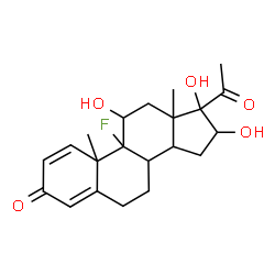 ChemSpider 2D Image | 9-Fluoro-11,16,17-trihydroxypregna-1,4-diene-3,20-dione | C21H27FO5