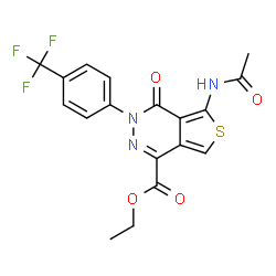 ChemSpider 2D Image | Ethyl 5-acetamido-4-oxo-3-[4-(trifluoromethyl)phenyl]-3,4-dihydrothieno[3,4-d]pyridazine-1-carboxylate | C18H14F3N3O4S
