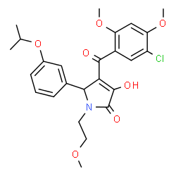 ChemSpider 2D Image | 4-(5-Chloro-2,4-dimethoxybenzoyl)-3-hydroxy-5-(3-isopropoxyphenyl)-1-(2-methoxyethyl)-1,5-dihydro-2H-pyrrol-2-one | C25H28ClNO7