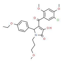 ChemSpider 2D Image | 4-(5-Chloro-2,4-dimethoxybenzoyl)-5-(4-ethoxyphenyl)-3-hydroxy-1-(3-methoxypropyl)-1,5-dihydro-2H-pyrrol-2-one | C25H28ClNO7