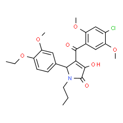 ChemSpider 2D Image | 4-(4-Chloro-2,5-dimethoxybenzoyl)-5-(4-ethoxy-3-methoxyphenyl)-3-hydroxy-1-propyl-1,5-dihydro-2H-pyrrol-2-one | C25H28ClNO7