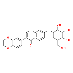 ChemSpider 2D Image | 3-(2,3-Dihydro-1,4-benzodioxin-6-yl)-7-{[2,3,4-trihydroxy-5-(hydroxymethyl)cyclohexyl]oxy}-4H-chromen-4-one | C24H24O9
