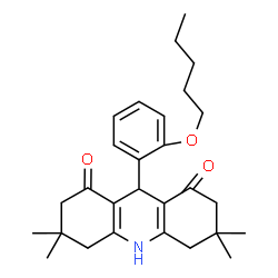 ChemSpider 2D Image | 3,3,6,6-Tetramethyl-9-[2-(pentyloxy)phenyl]-3,4,6,7,9,10-hexahydro-1,8(2H,5H)-acridinedione | C28H37NO3