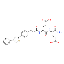 ChemSpider 2D Image | N-{3-[4-(4-Phenyl-2-thienyl)phenyl]propanoyl}-L-alpha-glutamyl-D-alpha-glutamine | C29H31N3O7S