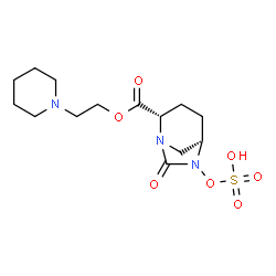 ChemSpider 2D Image | 2-(1-Piperidinyl)ethyl (2S,5R)-7-oxo-6-(sulfooxy)-1,6-diazabicyclo[3.2.1]octane-2-carboxylate | C14H23N3O7S