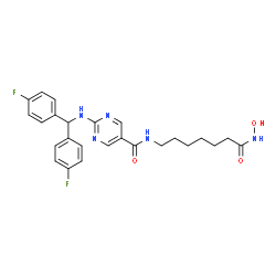 ChemSpider 2D Image | 2-{[Bis(4-fluorophenyl)methyl]amino}-N-[7-(hydroxyamino)-7-oxoheptyl]-5-pyrimidinecarboxamide | C25H27F2N5O3