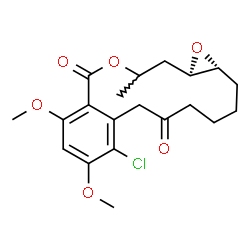 ChemSpider 2D Image | (1aR,15aR)-8-Chloro-9,11-dimethoxy-14-methyl-1a,4,5,14,15,15a-hexahydro-2H-oxireno[e][2]benzoxacyclotetradecine-6,12(3H,7H)-dione | C20H25ClO6