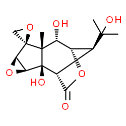 ChemSpider 2D Image | (1S,2R,3S,5R,6R,7R,8S,9S,12S)-2,8-Dihydroxy-12-(2-hydroxy-2-propanyl)-7-methyl-11H-spiro[4,10-dioxatetracyclo[7.2.1.0~2,7~.0~3,5~]dodecane-6,2'-oxiran]-11-one | C15H20O7