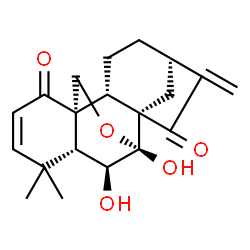 ChemSpider 2D Image | (5beta,6beta,8alpha,9beta,10alpha)-6,7-Dihydroxy-7,20-epoxykaura-2,16-diene-1,15-dione | C20H24O5