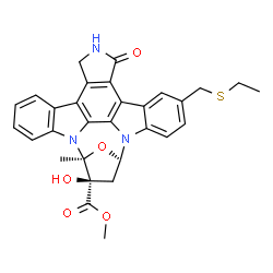 ChemSpider 2D Image | Methyl (15S,16R,18R)-23-[(ethylsulfanyl)methyl]-16-hydroxy-15-methyl-3-oxo-28-oxa-4,14,19-triazaoctacyclo[12.11.2.1~15,18~.0~2,6~.0~7,27~.0~8,13~.0~19,26~.0~20,25~]octacosa-1,6,8,10,12,20,22,24,26-non
aene-16-carboxylate | C30H27N3O5S