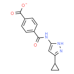 ChemSpider 2D Image | 4-[(3-Cyclopropyl-1H-pyrazol-5-yl)carbamoyl]benzoate | C14H12N3O3