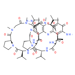 ChemSpider 2D Image | 2,7-Diamino-N~9~-[(6R,9R,13S)-6,13-diisopropyl-2,5,9-trimethyl-1,4,7,11,14-pentaoxohexadecahydro-1H-pyrrolo[2,1-i][1,4,7,10,13]oxatetraazacyclohexadecin-10-yl]-N~1~-[(6S,9S,13R,18aR)-6,13-diisopropyl-
2,5,9-trimethyl-1,4,7,11,14-pentaoxohexadecahydro-1H-pyrrolo[2,1-i][1,4,7,10,13]oxatetraazacyclohexadecin-10-yl]-4,6-dimethyl-3-oxo-3H-phenoxazine-1,9-dicarboxamide | C62H87N13O16
